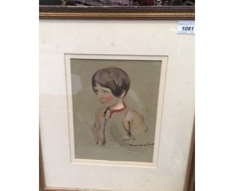 English School, 20th Century Portrait of a young girl, half-length Watercolour (Dimensions: 22.5 x 16cm.)(22.5 x 16cm.)