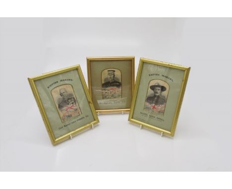 A silk stevengraph 'Colonel Baden Powell', overall size 18cm x 12.5cm, together with two others 'Field Marshall Lord Roberts'