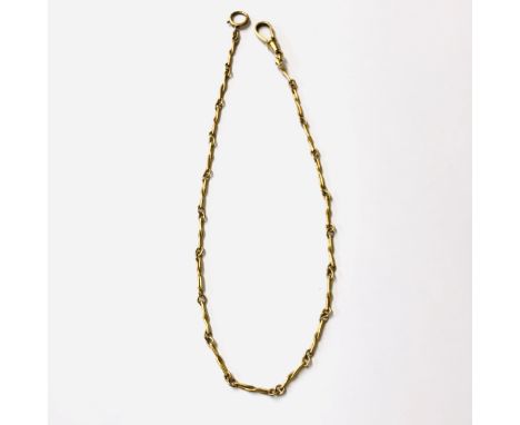 A 9ct gold dress pocket watch chain, 8gm.