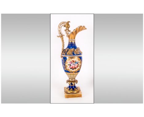 Chamberlains Worcester Handpainted & Attractive Ewer/Jug Circa 1820. Decorated with painted floral images in gilt bordered ca