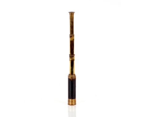 A brass and leather mounted three draw telescope