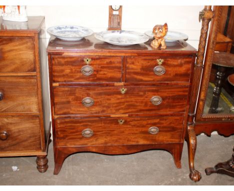 A 19th Century mahogany chest, fitted two short and two long drawers raised on shaped apron and bracket supports, 92cm wide&n