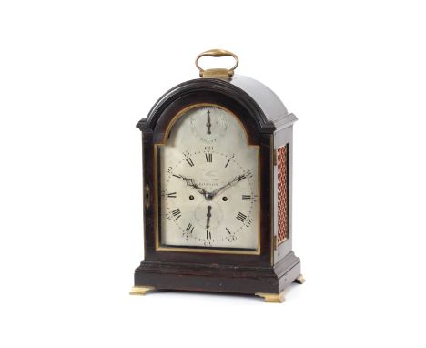 Early 19th Century mahogany and brass mounted bracket clock,&nbsp;by Mann of London silvered dial with strike silent and seco