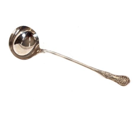 A Victorian Kings pattern silver soup ladle, Sheffield 1898