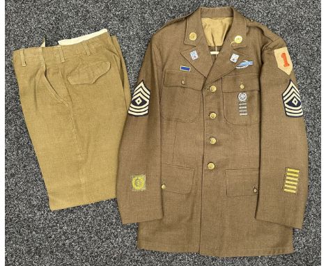 WW2 US Army Master Sgt's Jacket with full insignia for 16th Infantry Regiment, 1st Infantry Division "The Big Red One". Compl