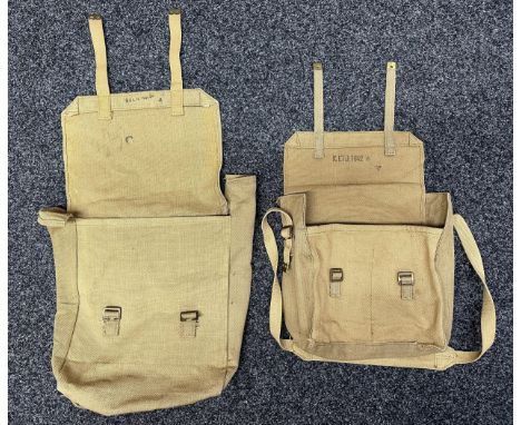 WW2 British 1937 Pattern Web Small Pack maker marked and dated "K Ltd 1942" and a 1937 Pattern Large Pack marker marked and d