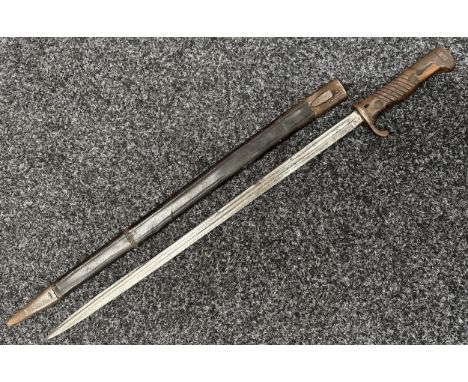 Imperial German M1898 n/A Mauser Bayonet with single edged fullered blade 512mm long blade. Maker marked "WK &amp; C, Solinge