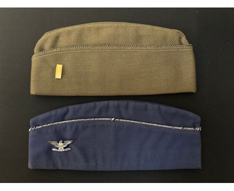 WW2 US Army Officers Overseas Cap in Chocolate Wool. Black/Gold piping to turn up. Leather sweatband which is named to "Lt. G