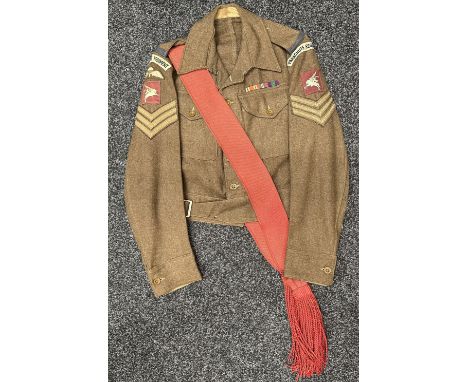 WW2 British Parachute Regiment Midlands Battalion 1940 pattern Battledress Blouse complete with all originally sewn insignia.