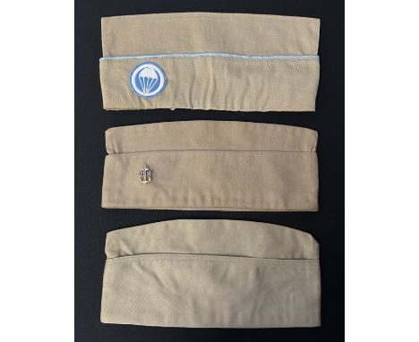 Post War US Army M1950 Pattern Garrison Caps in Summer Weight Chino Cotton: one private purchase example with Infantry Blue P