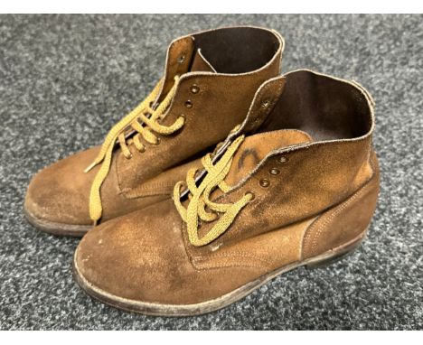 WW2 US Army Roughout Combat Boots. Officially called Shoes, Service, Reverse Upper. Size 9. Replacement laces. No makers mark
