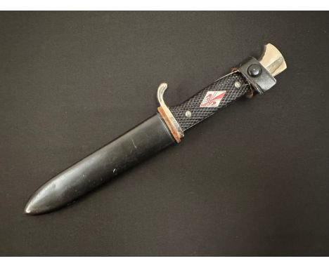 Scout Knife in the form of a Hitler Youth dagger but produced post war. Single edged blade with 137mm long blade. Retailer ma