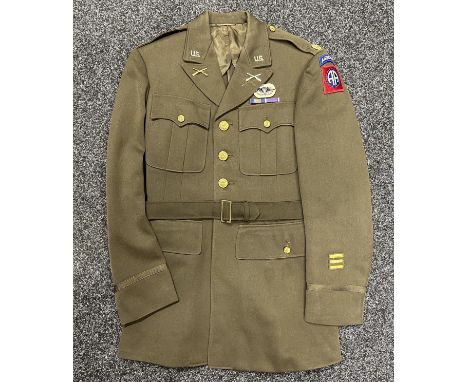 WW2 US Army Major's Officers Chocolate Tunic with full insignia for 508th Parachute Infantry Regiment, 82nd Airborne Division