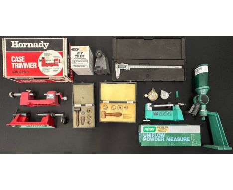 Reloading equipment: Hornady Case Trimmer in box no pilots: RCBS Case Trimmer 2, no pilots: Lee Zip Trim in box: Two sets of 