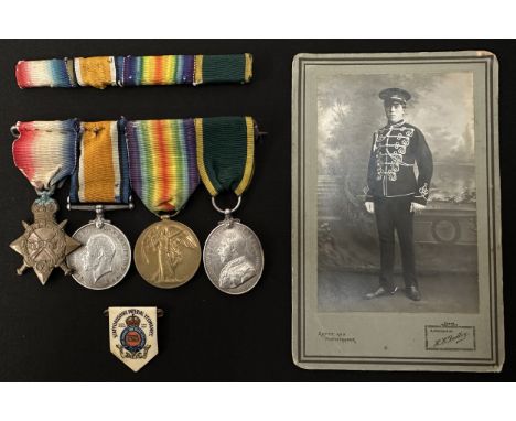 WW1 British Medal Group to 2597 TPTR S Ellis, Staffordshire Yeomanry comprising of 1914-15 Star, British War Medal, Victory M