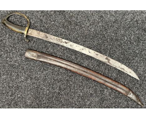 French Model 1804 Bording Cutlass with curved single edged blade 595mm in length, maker marked "Pradier" and inspection marke