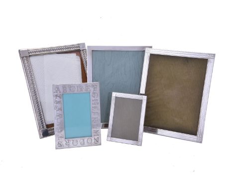 Five silver coloured rectangular photograph frames by Tiffany &amp; Co., various post 1965 stamped marks, comprising: one wit