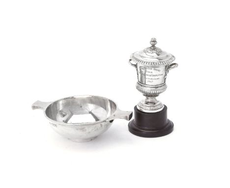 A silver small cup and cover by Martin Hall &amp; Co. Ltd, Sheffield 1920, in George III style with twin mask and snake handl