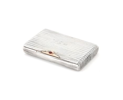 A Russian silver rectangular cigarette case by Anders Mickelson, St Petersburg, 1908- 1917 Kokoshnik mark, 84 zolotniki, bear