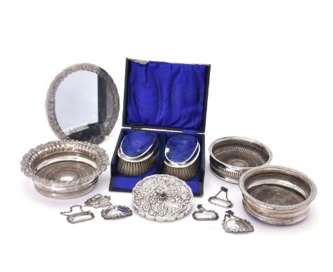 Two silver mounted mirrors in Ottoman style, the larger apparently unmarked, the smaller with a post 1906 Egyptian partial ma