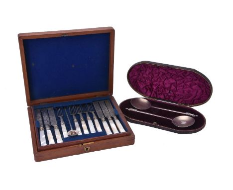 ϒA small collection of silver flatware, comprising: a George III toddy ladle by Hester Bateman, London 1786, with a part-twis