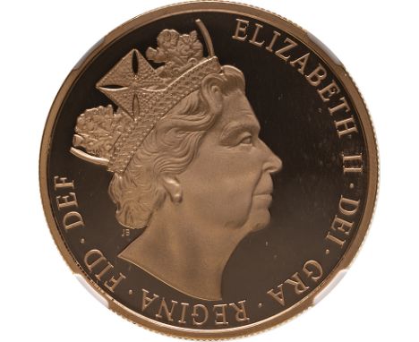 UNITED KINGDOM. Elizabeth II, 1952-. Gold 5 pounds (5 sovereigns), 2016. Royal Mint. Proof. To celebrate the Queen's 90th bir
