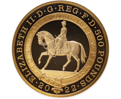 UNITED KINGDOM. Elizabeth II, 1952-. Gold 500 pounds, 2022. Royal Mint. Proof. Issued to commemorate the 70th anniversary of 