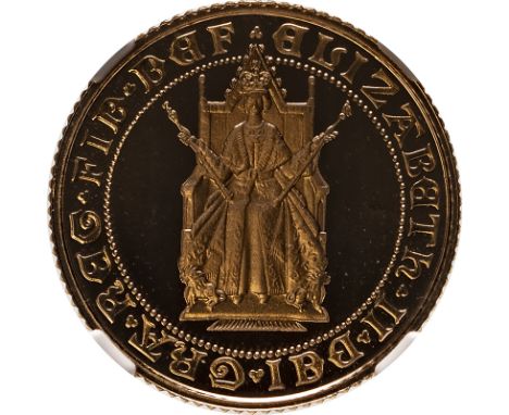 UNITED KINGDOM. Elizabeth II, 1952-. Gold half-sovereign, 1989. Royal Mint. Proof. Commemorating the 500 years anniversary of