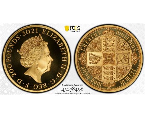 UNITED KINGDOM. Elizabeth II, 1952-.Gold 200 pounds, 2021. Royal Mint. Proof.The Great Engravers seriesA re-interpretation of