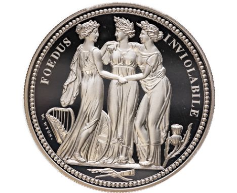 UNITED KINGDOM. ALDERNEY. Elizabeth II, 1952-. Silver 5 pounds, 2020. The Commonwealth Mint. Proof Three Graces. Much like it