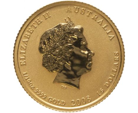 AUSTRALIA. Elizabeth II. Gold 15 dollars, 2008. Perth. 4th portrait of Queen Elizabeth II facing right wearing the Girls of G