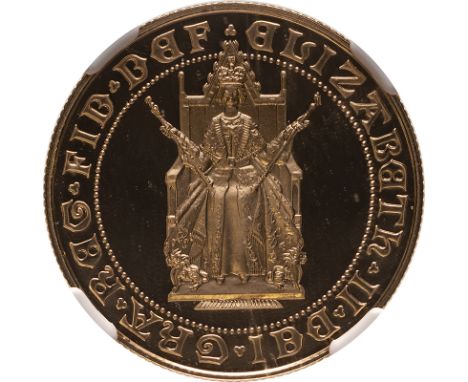 UNITED KINGDOM. Elizabeth II, 1952-. Gold 2 pounds (double sovereign), 1989. Royal Mint. Proof. Commemorating the 500 years a