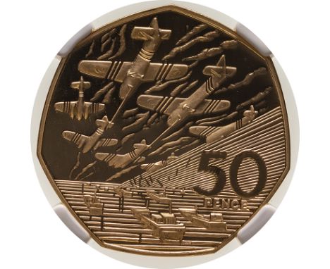 UNITED KINGDOM. Elizabeth II, 1952-. Gold 50 pence, 1994. Royal Mint. Proof. Commemorating the 50th Anniversary of the D-Day 