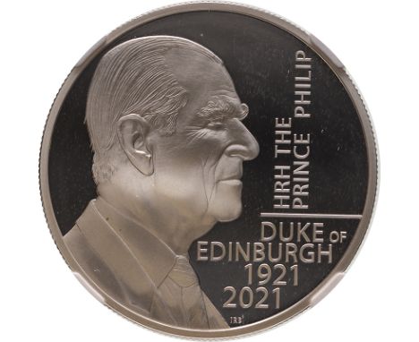 UNITED KINGDOM. Elizabeth II, 1952-. Silver 5 pounds, 2021. Royal Mint. Proof. Issued to commemorate the life of HRH The Prin