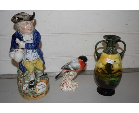 Mixed Lot: Staffordshire character jug marked Hearty Good Fellow together with a further Worcester model of a Bullfinch and a