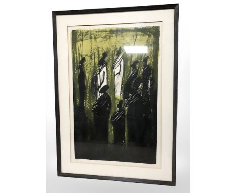 African School : Figures amongst tall grass, colour lithograph, numbered 48 of 50, 65 cm x 42 cm.