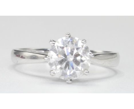 &nbsp;An 18ct white gold solitaire ring prong set with a single brilliant cut diamond. Diamond estimated at 1.45ct's. Weight 