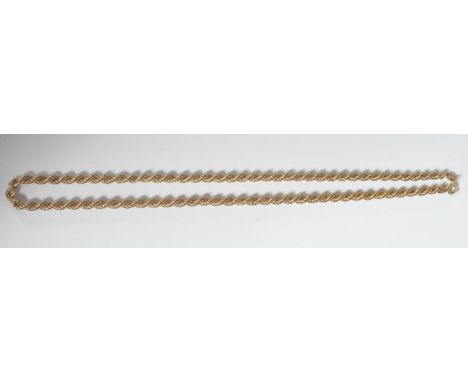 A 9ct gold rope twist necklace chain having a spring ring clasp. Marked 375 with a London import mark to the clasp. Weight 5.