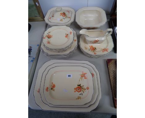 Art Deco Titan Ware Floral decorated Dinner service, Condition - Some very light wear