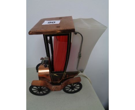 Vintage Ferrari Table Lamp in the Form of a Car with coppered detail, Condition - Some pitting to finish 