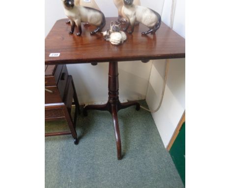 Georgian Mahogany Square tilt top wine table on turned column and tripod base, Condition - some light staining 