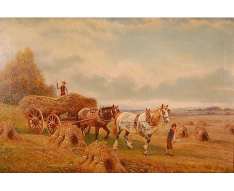William Vivian Tippett (1833-1910) - Bringing in the harvest, oil on canvas, signed and dated 1900 lower left, 50 x 75cmCondi