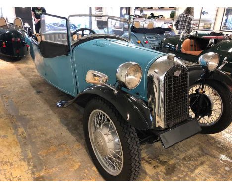 A 1946 Morgan 933cc three-wheeler 4-seaterRegistration No. NXS 334Chassis No. 608Engine No.YB58380CHand-painted blue with whi