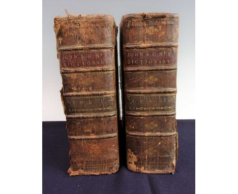 JOHNSON, Samuel. A Dictionary of the English Language. Thomas Ewing, Dublin, 1775. 4th Edition. In two volumes presented in f