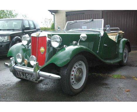 A 1953 MG TD MidgetReg No. TSJ966Chassis No. TD27729Engine No. N519236Colour. Green with Beige interior, Tan hood and side sc