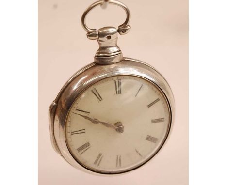 John Richards of Walsall - an early 19th century gent's silver pair-cased pocket watch, having unsigned white enamel Roman di