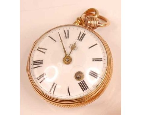 Richard Cripps of Bath - a 19th century gold plated gent's pocket watch, having engine turned case, convex white enamel dial 