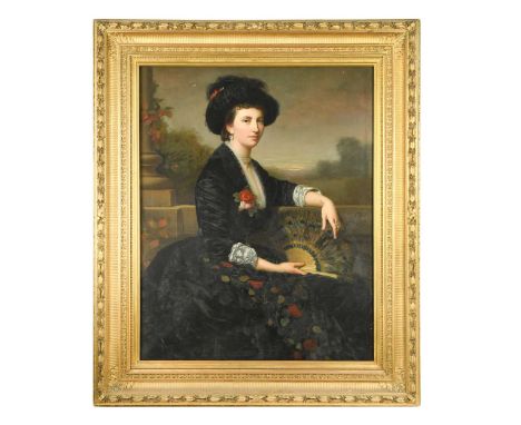 Rudolf Wilhelm August Lehmann (German/British, 1819-1905) Portrait of Mrs Jane Mary Stocks (née McEchran, d.1925) seated thre