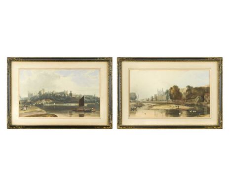 William Daniell, RA (British, 1769-1837) View of Windsor Castle from the Brocas Meadows; View of Eton Collegeaquatints on pap