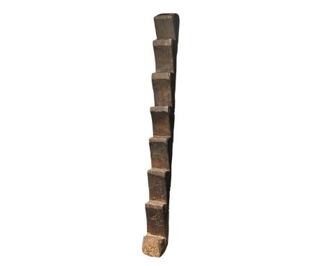 A North East Nepal six-step ladder, 18th/19th century, carved from a single piece of timber 228 x 20cm